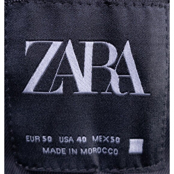 Zara Bazer Mens Sz 40 Solid Black One Button Sport Coat Jacket Blazer Poly Blend - Picture 12 of 15